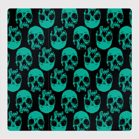 Магнитный плакат 3Х3 с принтом Узор из зелёных черепков , Полимерный материал с магнитным слоем | 9 деталей размером 9*9 см | Тематика изображения на принте: fashion | hype | pattern | skull | мода | узор | хайп | череп