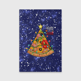 Обложка для паспорта матовая кожа с принтом Новогодняя Елка Пицца , натуральная матовая кожа | размер 19,3 х 13,7 см; прозрачные пластиковые крепления | Тематика изображения на принте: christmas | pizza | гирлянда | елка | ель | звезда | новый год | пицца | рождество