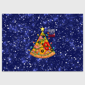 Поздравительная открытка с принтом Новогодняя Елка Пицца , 100% бумага | плотность бумаги 280 г/м2, матовая, на обратной стороне линовка и место для марки
 | christmas | pizza | гирлянда | елка | ель | звезда | новый год | пицца | рождество