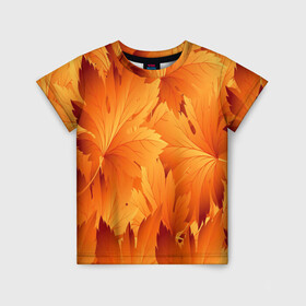Детская футболка 3D с принтом Кленовая сладость , 100% гипоаллергенный полиэфир | прямой крой, круглый вырез горловины, длина до линии бедер, чуть спущенное плечо, ткань немного тянется | желтый | клен | кленовый лист | лист | листопад | листья | оранжевый | осень