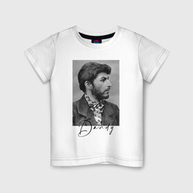 Детская футболка хлопок с принтом Молодой Сталин   пижон , 100% хлопок | круглый вырез горловины, полуприлегающий силуэт, длина до линии бедер | chief | dandy | dictator | dude | hype | stalin | вождь | диктатор | пижон | сталин | хайп | щёголь