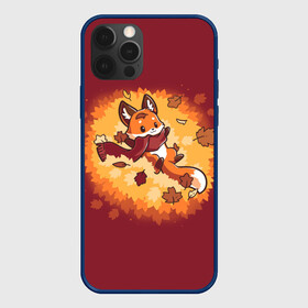 Чехол для iPhone 12 Pro Max с принтом Лис в листопаде , Силикон |  | animal | beast | belly | chanterelle | different animals | fox | fox cub | fox in a scarf | fox in falling leaves | leaves | red backgro | животинка | животное | животный | зверь | красный | красный фон | лис | лис в листопаде | лис в шарфе | лисенок | ли