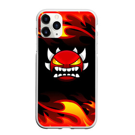 Чехол для iPhone 11 Pro Max матовый с принтом Geometry Dash Fire , Силикон |  | Тематика изображения на принте: 2d | arcade | demon | game | geometry dash | levels | meltdown | robtop | smile | аркада | геометрический тире | демон | раннер | смайлы | уровни | эмоции