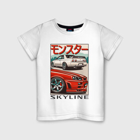 Детская футболка хлопок с принтом Nissan Skyline Ниссан Скайлайн , 100% хлопок | круглый вырез горловины, полуприлегающий силуэт, длина до линии бедер | auto | car | japan | nissan | racing | retro | авто | гонки | машины | ниссан | ретро | скайлайн | тачки | япония