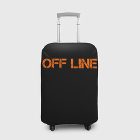 Чехол для чемодана 3D с принтом офлайн offline , 86% полиэфир, 14% спандекс | двустороннее нанесение принта, прорези для ручек и колес | offline | минимализм | оранжевая надпись | офлайн | слово | черный фон