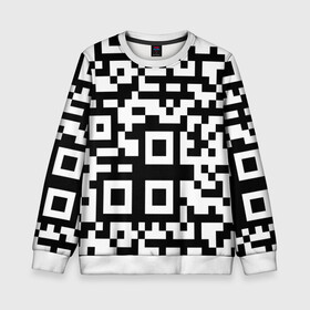 Детский свитшот 3D с принтом qr code куаркод , 100% полиэстер | свободная посадка, прямой крой, мягкая тканевая резинка на рукавах и понизу свитшота | Тематика изображения на принте: covid | qr code | антикороновирус | ковид | куаркод | привика