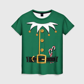 Женская футболка 3D с принтом Christmas Elf Outfit , 100% полиэфир ( синтетическое хлопкоподобное полотно) | прямой крой, круглый вырез горловины, длина до линии бедер | christmas | claus | clothes | deer | elf | frost | helpers | new | north | outfit | pole | santa | year | год | дед | клаус | мороз | новый | одежда | олени | полюс | помощники | рождественский | рождество | санта | санты | северный | эльф