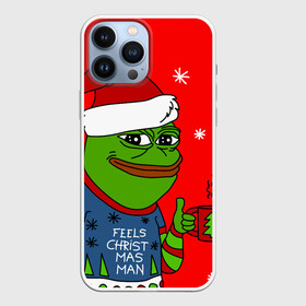 Чехол для iPhone 13 Pro Max с принтом Pepe New Year    Pepe the Frog ,  |  | Тематика изображения на принте: pepe | pepe new year | pepe the frog | лягушенок пепе | лягушка | лягушка мем | мемы | новогодние | новогодние мемы | новый год | пепе | с новым годом