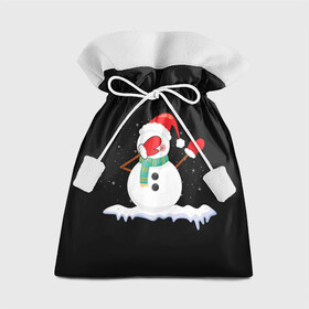Подарочный 3D мешок с принтом Cartoon Dab Snowman , 100% полиэстер | Размер: 29*39 см | Тематика изображения на принте: 2022 | 22 | cartoon | christmas | dab | dub | mult | new | notes | scarf | snow | snowman | snowy | woman | year | баба | год | даб | мультяшный | новый | очки | рождество | снег | снеговик | снежная | шарф