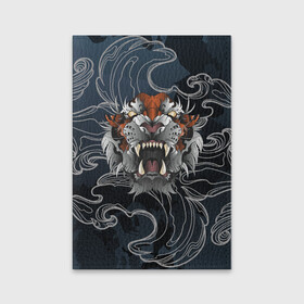 Обложка для паспорта матовая кожа с принтом Рычащий Тигр в японском стиле , натуральная матовая кожа | размер 19,3 х 13,7 см; прозрачные пластиковые крепления | волны | символ года | тигр | хищник | япония
