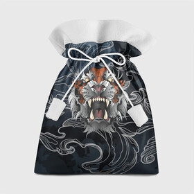 Подарочный 3D мешок с принтом Рычащий Тигр в японском стиле , 100% полиэстер | Размер: 29*39 см | Тематика изображения на принте: волны | символ года | тигр | хищник | япония