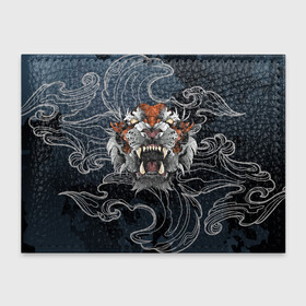 Обложка для студенческого билета с принтом Рычащий Тигр в японском стиле , натуральная кожа | Размер: 11*8 см; Печать на всей внешней стороне | волны | символ года | тигр | хищник | япония