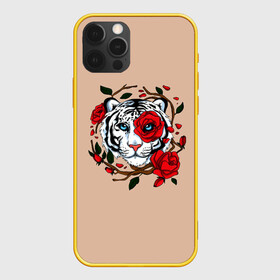 Чехол для iPhone 12 Pro с принтом White Tiger. Symbol , силикон | область печати: задняя сторона чехла, без боковых панелей | blue | christmas | eyes | face | flowers | glow | muzzle | new | rose | snow | symbol | tiger | tulip | white | winter | year | белый | глаза | год | года | зима | лицо | нового | новый | рождество | свечение | символ | синее | тигр | тигра