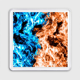 Магнит 55*55 с принтом Огненное пламя , Пластик | Размер: 65*65 мм; Размер печати: 55*55 мм | blue fire | blue flame | fire | fire and ice | fire and water | flame | neon | в огне | горящий | инь ян | инь янь | искры | неон | неоновый огонь | огненный | огонь | огонь и вода | огонь и лед | пламя | пожар | противостояние