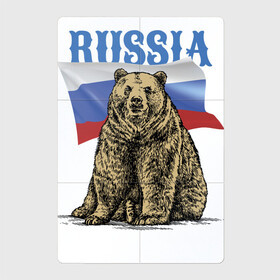 Магнитный плакат 2Х3 с принтом Символика России и медведь , Полимерный материал с магнитным слоем | 6 деталей размером 9*9 см | bear | courage | fearlessness | flag | force | muzzle | paws | power | russia | бесстрашие | лапы | медведь | мощь | мужество | отвага | россия | сила | флаг