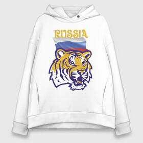 Женское худи Oversize хлопок с принтом Russian tiger , френч-терри — 70% хлопок, 30% полиэстер. Мягкий теплый начес внутри —100% хлопок | боковые карманы, эластичные манжеты и нижняя кромка, капюшон на магнитной кнопке | courage | fearlessness | flag | force | muzzle | paws | power | russia | tiger | бесстрашие | лапы | мощь | мужество | отвага | россия | сила | тигр | флаг