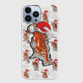 Чехол для iPhone 13 Pro Max с принтом Тигр, спускающийся с гор ,  |  | гора | паттерн | символ года | солнце | тигр | тигрище | хищник