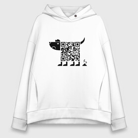 Женское худи Oversize хлопок с принтом QR DOG QR КОД , френч-терри — 70% хлопок, 30% полиэстер. Мягкий теплый начес внутри —100% хлопок | боковые карманы, эластичные манжеты и нижняя кромка, капюшон на магнитной кнопке | mems | qr code | qr dog | qr дог | qr код | qrcode | qrкод | quick response code | дог | куар | куар код | кью ар код | матричных штриховых кодов | мем | прикол | штриховых кодов | шутка