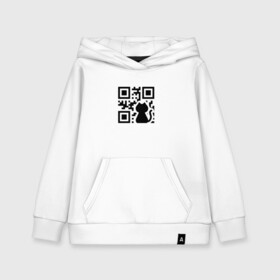 Детская толстовка хлопок с принтом CAT QR CODE , 100% хлопок | Круглый горловой вырез, эластичные манжеты, пояс, капюшен | Тематика изображения на принте: cat | cats | meow | qr code | qr код | qrcode | qrкод | quick response code | кот | котик | котики | коты | кошка | кошки | куар | куар код | кью ар код | матричных штриховых кодов | мяу | штриховых кодов