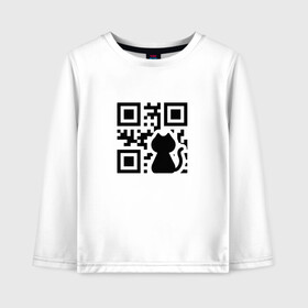 Детский лонгслив хлопок с принтом CAT QR CODE , 100% хлопок | круглый вырез горловины, полуприлегающий силуэт, длина до линии бедер | Тематика изображения на принте: cat | cats | meow | qr code | qr код | qrcode | qrкод | quick response code | кот | котик | котики | коты | кошка | кошки | куар | куар код | кью ар код | матричных штриховых кодов | мяу | штриховых кодов