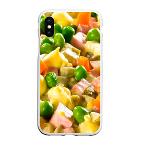Чехол для iPhone XS Max матовый с принтом Весь в оливье , Силикон | Область печати: задняя сторона чехла, без боковых панелей | salat | новый год | оливье | салат