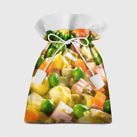 Подарочный 3D мешок с принтом Весь в оливье , 100% полиэстер | Размер: 29*39 см | Тематика изображения на принте: salat | новый год | оливье | салат