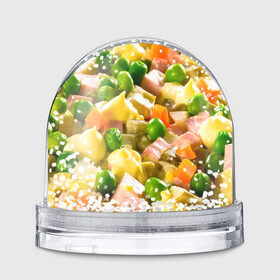 Игрушка Снежный шар с принтом Весь в оливье , Пластик | Изображение внутри шара печатается на глянцевой фотобумаге с двух сторон | salat | новый год | оливье | салат