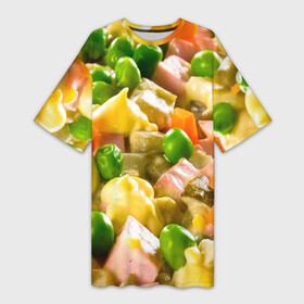 Платье-футболка 3D с принтом Весь в оливье ,  |  | salat | новый год | оливье | салат