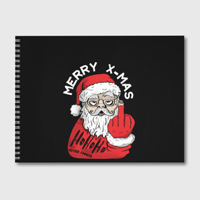 Альбом для рисования с принтом Merry x - mas Плохой дед мороз , 100% бумага
 | матовая бумага, плотность 200 мг. | Тематика изображения на принте: 2022 | bad santa | комикс | новый год | рождество