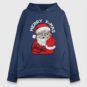 Женское худи Oversize хлопок с принтом Плохой санта Merry x-mas , френч-терри — 70% хлопок, 30% полиэстер. Мягкий теплый начес внутри —100% хлопок | боковые карманы, эластичные манжеты и нижняя кромка, капюшон на магнитной кнопке | Тематика изображения на принте: 2022 | дед мороз | новый год | с рождеством | санта