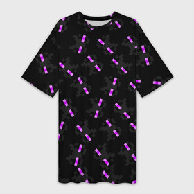 Платье-футболка 3D с принтом ЛИЦО ЭНДЕРМЕНА, МАЙНКРАФТ ,  |  | block | creeper | cube | minecraft | pixel | tnt | блок | гаст | геометрия | крафт | крипер | кубики | майнкрафт | пиксели | тнт