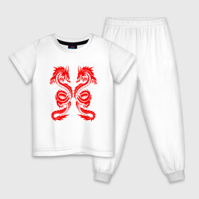 Детская пижама хлопок с принтом КРАСНЫЕ ДРАКОНЫ RED DRAGON JAPAN STYLE , 100% хлопок |  брюки и футболка прямого кроя, без карманов, на брюках мягкая резинка на поясе и по низу штанин
 | Тематика изображения на принте: china | dragon | japan | neon | symbol | texture | tokyo | драконы | иероглифы | китай | мифология | неон | неоновые драконы | текстура | токийский дракон | токио | япония