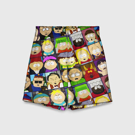 Детские спортивные шорты 3D с принтом SOUTH PARK   ЮЖНЫЙ ПАРК   УЗОР   PATTERN ,  100% полиэстер
 | пояс оформлен широкой мягкой резинкой, ткань тянется
 | eric cartman | park | pattern | south | south park | кайл | картман | картмен | кени | кеннет | кенни | они убили кени | парк | саус парк | сволочи | стэнли | узор | эрик | южный | южный парк