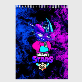 Скетчбук с принтом Brawl Stars Леон Носорог 2022 , 100% бумага
 | 48 листов, плотность листов — 100 г/м2, плотность картонной обложки — 250 г/м2. Листы скреплены сверху удобной пружинной спиралью | Тематика изображения на принте: бравл старс | игра | леон | неон | носорог | скин