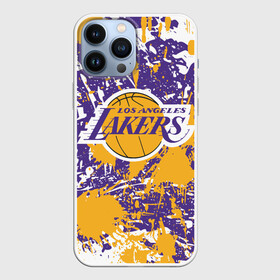 Чехол для iPhone 13 Pro Max с принтом LAKERS ФИРМЕННЫЕ ЦВЕТА БРЫЗГИ КРАСОК   LA ,  |  | Тематика изображения на принте: america | basketball | kobe bryant | la | la lakers | lakers | los angeles lakers | nba | usa | баскетбол | кобе брайант | лос анджелес лейкерс | нба | сша