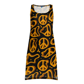 Платье-майка 3D с принтом Пацифик. Знак мира , 100% полиэстер | полуприлегающий силуэт, широкие бретели, круглый вырез горловины, удлиненный подол сзади. | pacific | peace | жест | знак | мир | мирный | пацифик | пис