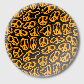 Значок с принтом Пацифик. Знак мира ,  металл | круглая форма, металлическая застежка в виде булавки | pacific | peace | жест | знак | мир | мирный | пацифик | пис