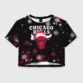 Женская футболка Crop-top 3D с принтом НОВОГОДНИЙ CHICAGO BULLS 2022 СНЕЖИНКИ , 100% полиэстер | круглая горловина, длина футболки до линии талии, рукава с отворотами | Тематика изображения на принте: 2022 | 23 | basketball | bulls | chicago bulls | jordan | logo | michael jordan | nba | red | sport | баскетбол | быки | джордан | лого | майкл джордан | новогодний чикаго булс | новый год | спорт | чикаго буллс | чикаго булс новый год