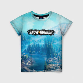 Детская футболка 3D с принтом SnowRunner СноуРаннер логотип , 100% гипоаллергенный полиэфир | прямой крой, круглый вырез горловины, длина до линии бедер, чуть спущенное плечо, ткань немного тянется | race | snowrunner | гонки | гонки по бездорожью | гоночные игры | зимние гонки | снежные гонки | снежный бегун | сноу раннер | сноураннер