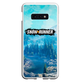 Чехол для Samsung S10E с принтом SnowRunner СноуРаннер логотип , Силикон | Область печати: задняя сторона чехла, без боковых панелей | race | snowrunner | гонки | гонки по бездорожью | гоночные игры | зимние гонки | снежные гонки | снежный бегун | сноу раннер | сноураннер