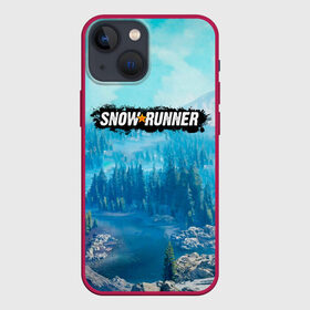 Чехол для iPhone 13 mini с принтом SnowRunner СноуРаннер логотип ,  |  | race | snowrunner | гонки | гонки по бездорожью | гоночные игры | зимние гонки | снежные гонки | снежный бегун | сноу раннер | сноураннер