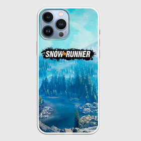 Чехол для iPhone 13 Pro Max с принтом SnowRunner СноуРаннер логотип ,  |  | Тематика изображения на принте: race | snowrunner | гонки | гонки по бездорожью | гоночные игры | зимние гонки | снежные гонки | снежный бегун | сноу раннер | сноураннер
