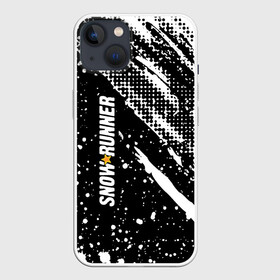 Чехол для iPhone 13 с принтом SnowRunner Logo ,  |  | race | snowrunner | гонки | гонки по бездорожью | гоночные игры | зимние гонки | снежные гонки | снежный бегун | сноу раннер | сноураннер