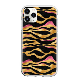 Чехол для iPhone 11 Pro матовый с принтом тигровый окрас Gold   Pink , Силикон |  | 2022 | год тигра | новый год | новый год 2022 | символ года | тигр | тигренок | тигрица | тигры