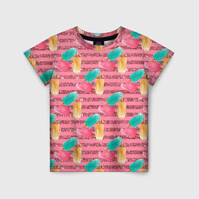 Детская футболка 3D с принтом Сладкое мороженое с блестками , 100% гипоаллергенный полиэфир | прямой крой, круглый вырез горловины, длина до линии бедер, чуть спущенное плечо, ткань немного тянется | блестки | блестяшки | десерт | мороженое | сладкий | сладость