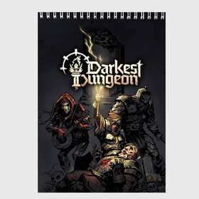 Скетчбук с принтом Darkest Dungeon Темнейшее подземелье , 100% бумага
 | 48 листов, плотность листов — 100 г/м2, плотность картонной обложки — 250 г/м2. Листы скреплены сверху удобной пружинной спиралью | darkest dungeon | dd | rpg | the butchers circus | the colour of madness | the crimson court | the shieldbreaker | игры | подземелье | темнейшее подземелье