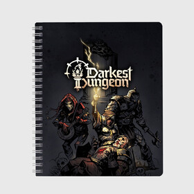 Тетрадь с принтом Darkest Dungeon Темнейшее подземелье , 100% бумага | 48 листов, плотность листов — 60 г/м2, плотность картонной обложки — 250 г/м2. Листы скреплены сбоку удобной пружинной спиралью. Уголки страниц и обложки скругленные. Цвет линий — светло-серый
 | Тематика изображения на принте: darkest dungeon | dd | rpg | the butchers circus | the colour of madness | the crimson court | the shieldbreaker | игры | подземелье | темнейшее подземелье