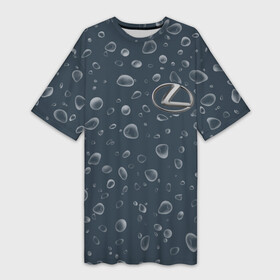 Платье-футболка 3D с принтом ЛЕКСУС  Капли ,  |  | auto | lexus | logo | moto | symbol | авто | автомобиль | гонки | дождя | капли | лексус | лого | логотип | логотипы | марка | машина | мото | символ | символы