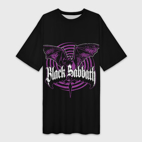 Платье-футболка 3D с принтом Black Sabbat Bat ,  |  | alternative | black sabbath | metall | music | rock | альтернатива | блэк саббат | металл | музыка | рок