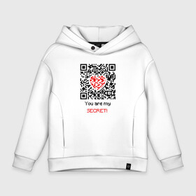 Детское худи Oversize хлопок с принтом QR Love , френч-терри — 70% хлопок, 30% полиэстер. Мягкий теплый начес внутри —100% хлопок | боковые карманы, эластичные манжеты и нижняя кромка, капюшон на магнитной кнопке | Тематика изображения на принте: 19 | code | corona | covid | heart | like | love | meme | memes | ncov | ncov19 | qr | quick | response | secret | virus | антивирус | антикоронавирус | быстрый | вирус | ковид | код | корона | коронавирус | лайк | любовь | мем | мемы | отклик